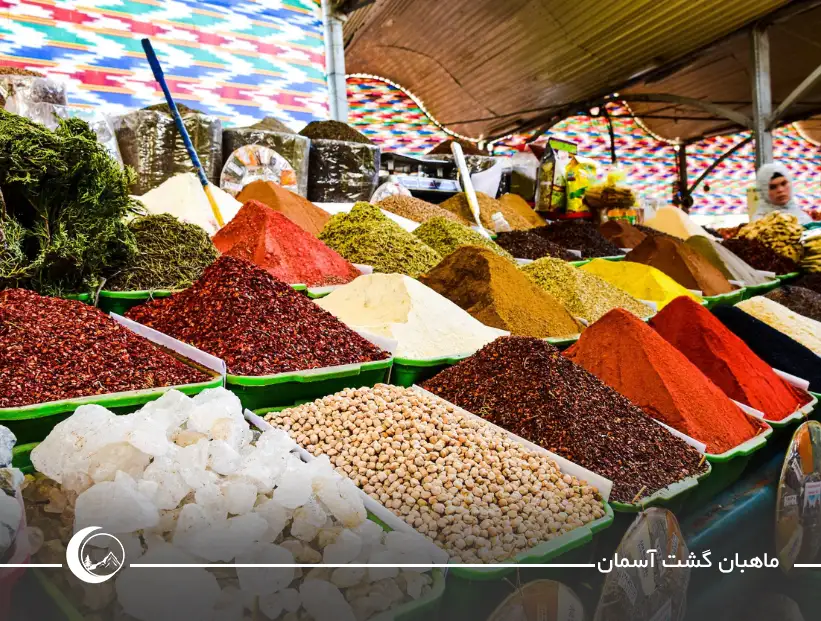 تصویری از نمایش مواد اولیه و ادویههای پرکاربرد در غذاهای ازبکستان null