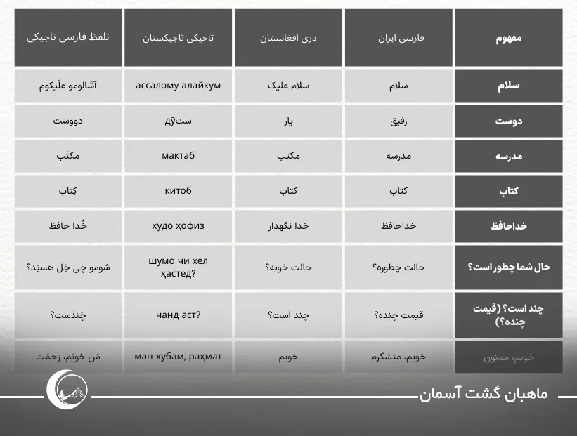 تصویر اینفوگرافی از ویژگیهای زبانی و ساختاری زبان مردم تاجیکستان undefined